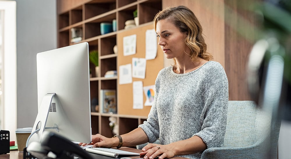 Serious woman on computer