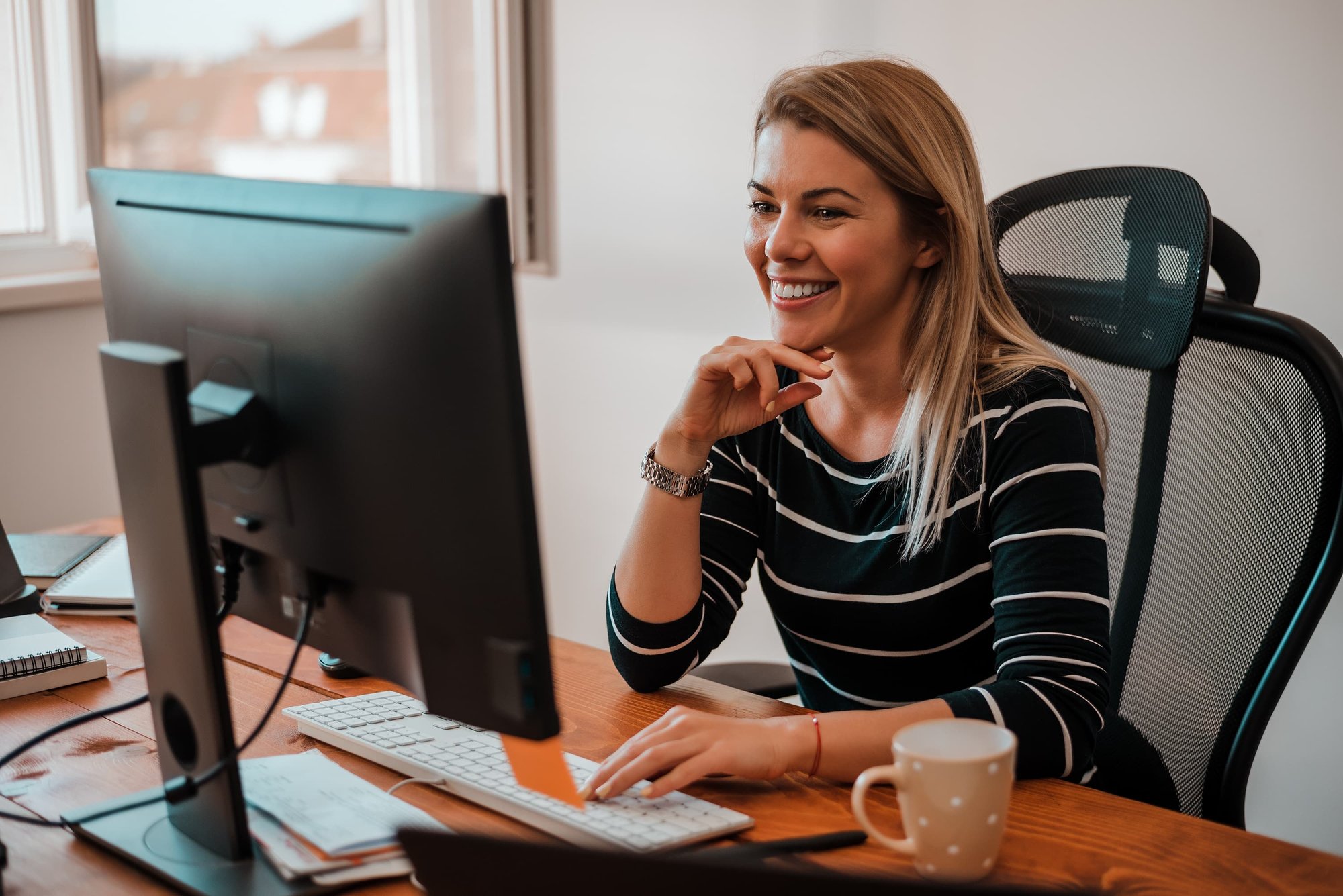 Female on computer