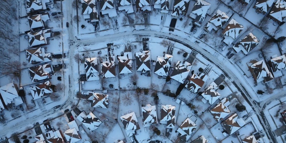 Suburbs in winter