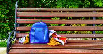 kids backpack and bench